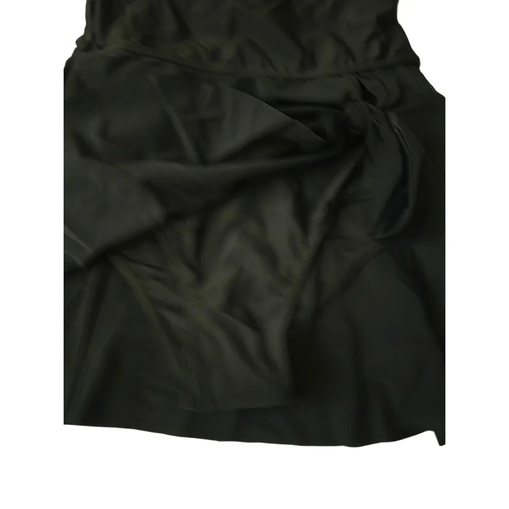 Black Swim Dress One Piece Swimsuit w/ Skirt Small Adjustable Straps Tie Detail